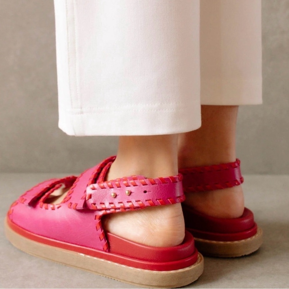 ALOHAS Barrel Slingback Sandal in Red/Pink 37 dad sandals leather woven - Picture 5 of 10